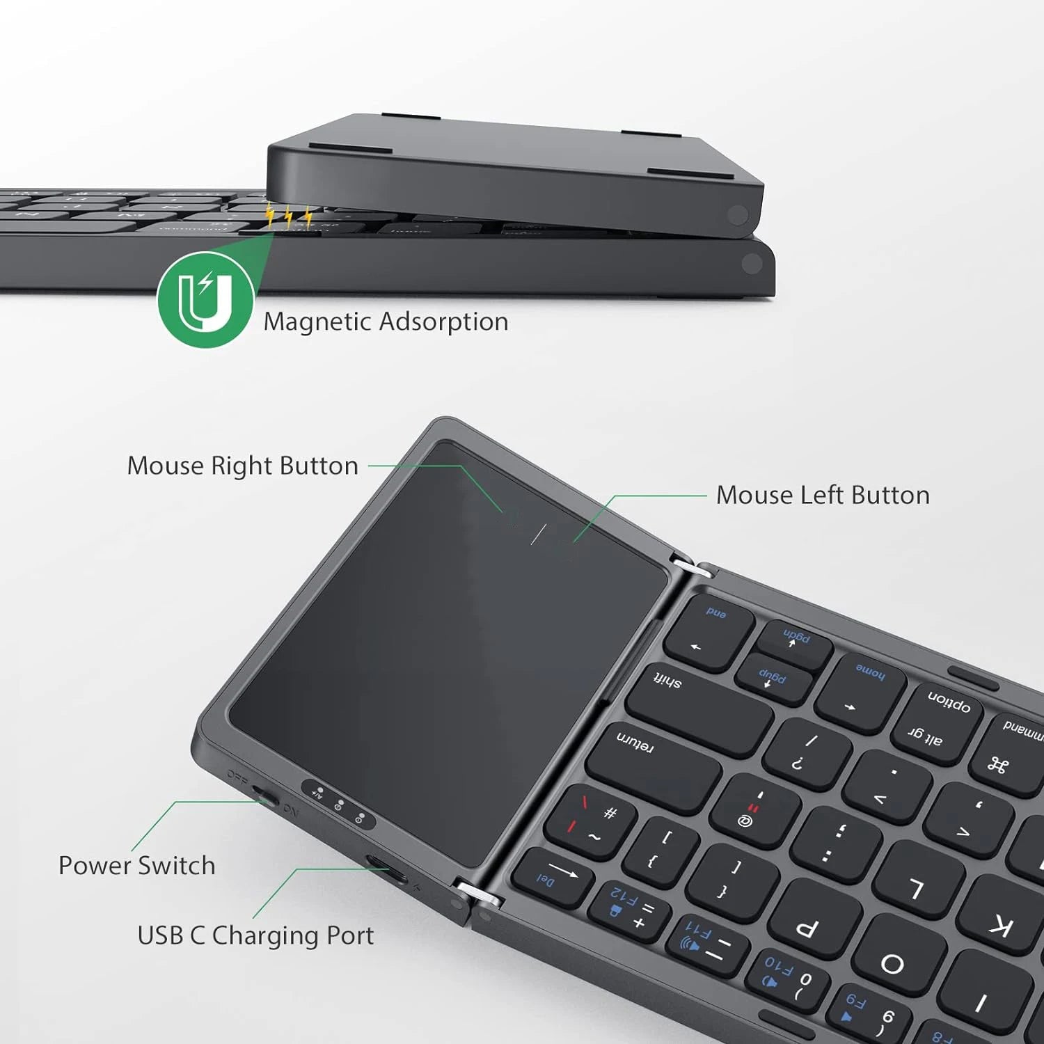 Mini bluetooth Foldable Keyboard with Touchpad for Mac Ios Android Windows PC Tablet