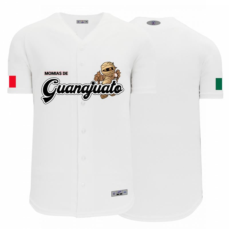 Custom Momias De Guanajuato Jersey Unisex White - Solid Classic Baseball Design