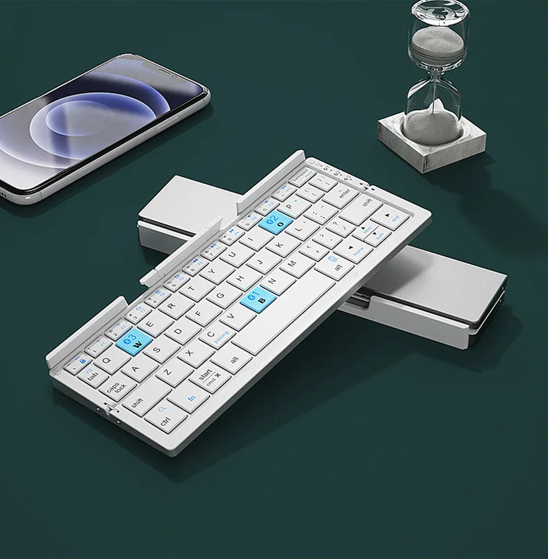 BOW Mini Foldable Bluetooth Keyboard Rechargeable with Stand for Phone