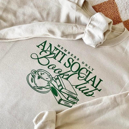 Unisex- anti Social Book Club Crewneck | Bookish | Booktok | Book Club Gifts