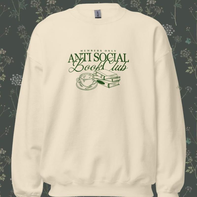 Unisex- anti Social Book Club Crewneck | Bookish | Booktok | Book Club Gifts