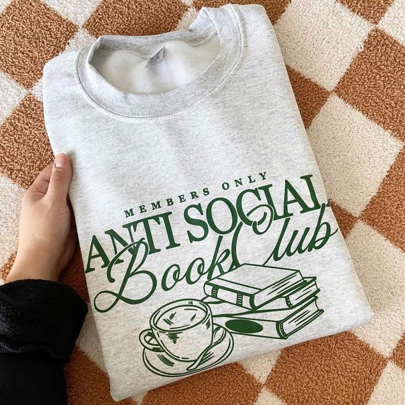 Unisex- anti Social Book Club Crewneck | Bookish | Booktok | Book Club Gifts