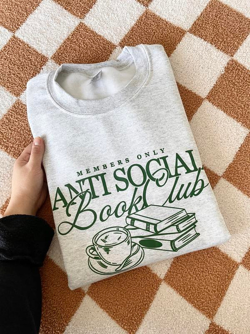 Unisex- anti Social Book Club Crewneck | Bookish | Booktok | Book Club Gifts